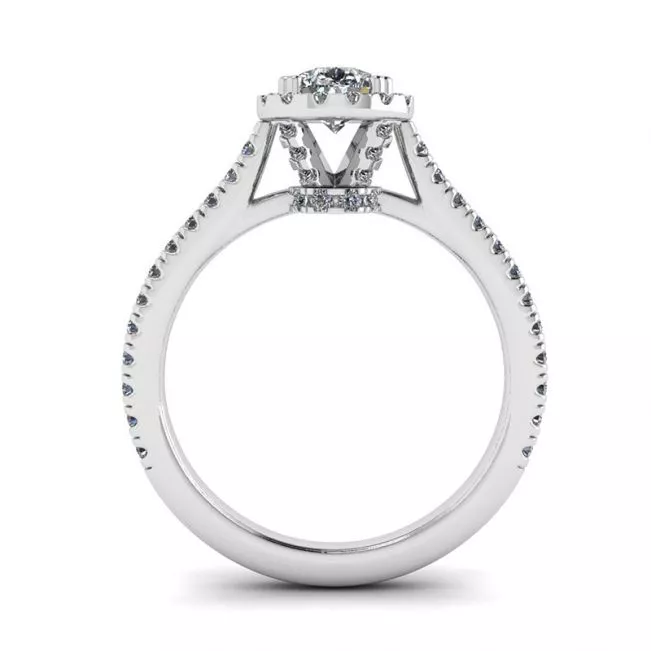 Halo Diamond Pear Cut Ring - Photo 1