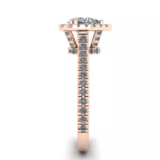 Halo Diamond Pear Cut Ring in 18K Rose Gold - Photo 2