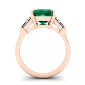 3 carat Emerald Ring with Side Diamonds Baguette Rose Gold - Photo 1