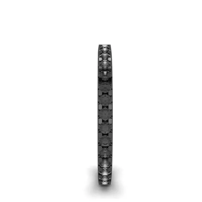Black Diamonds Pave Eternity Ring Yellow Gold - Photo 2