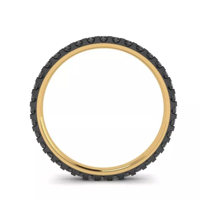 Black Diamonds Pave Eternity Ring Yellow Gold - Photo 1