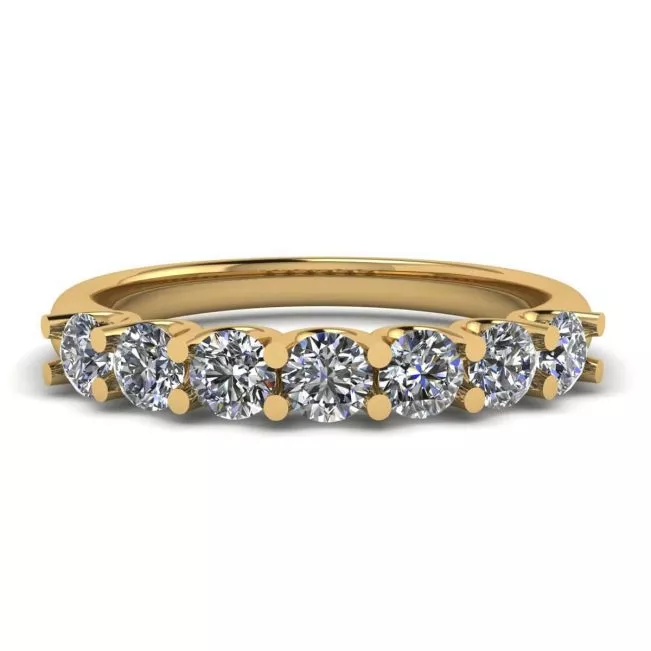 Classic Seven Round Diamond Ring Yellow Gold