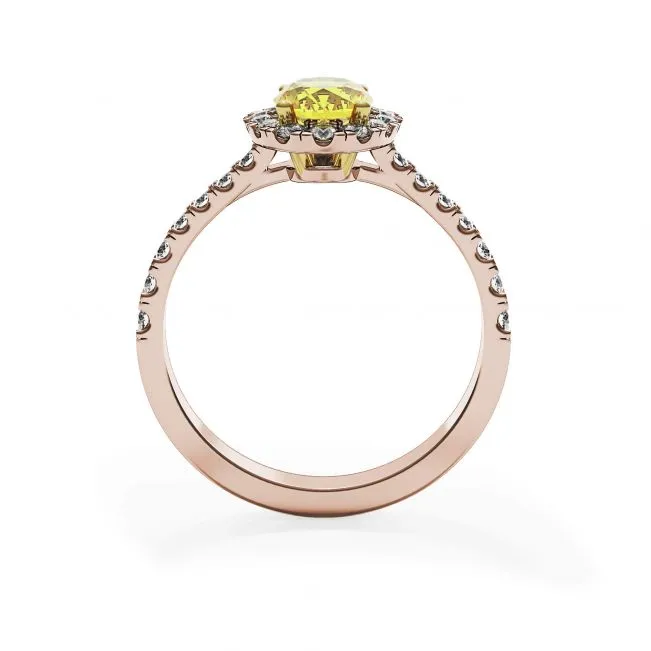1.13 ct Oval Yellow Diamond Ring with Halo Rose Gold - Photo 1