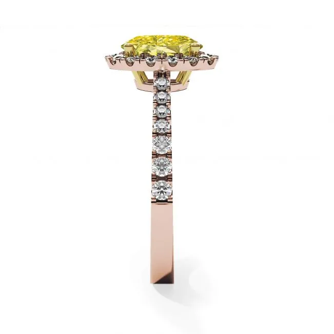 1.13 ct Oval Yellow Diamond Ring with Halo Rose Gold - Photo 3