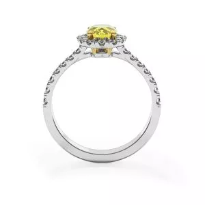 1.13 ct Oval Yellow Diamond Ring with Diamond Halo - Photo 1
