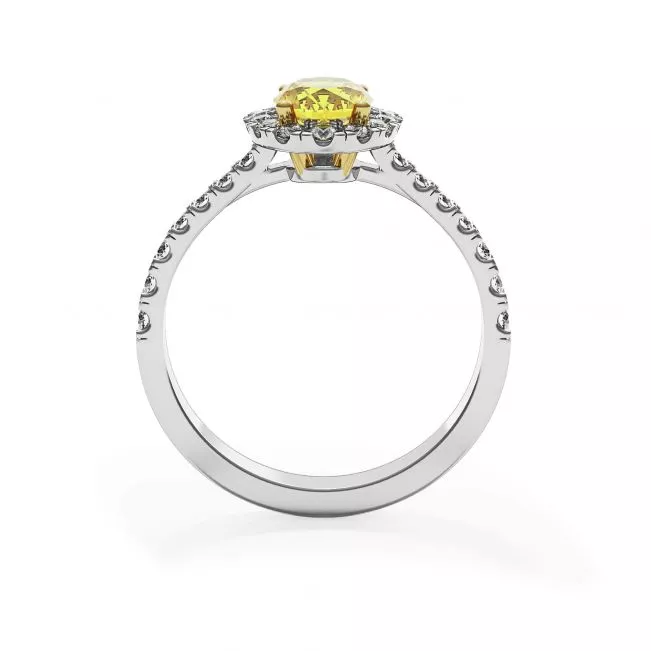 1.13 ct Oval Yellow Diamond Ring with Diamond Halo - Photo 1