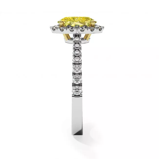 1.13 ct Oval Yellow Diamond Ring with Diamond Halo - Photo 3