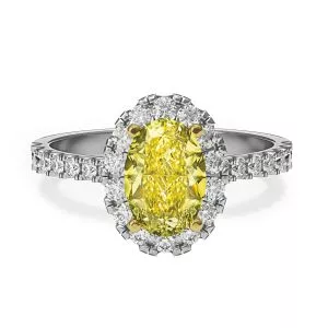 1.13 ct Oval Yellow Diamond Ring with Diamond Halo