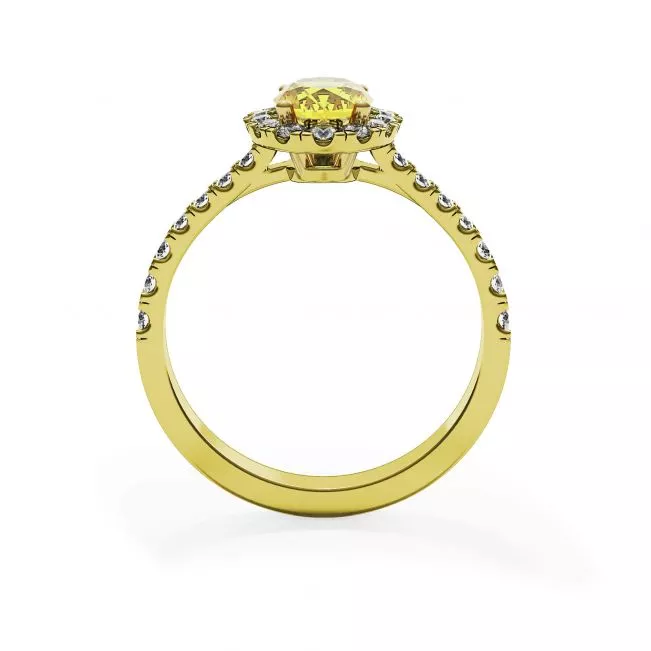 1.13 ct Oval Yellow Diamond Ring with Halo Yellow Gold - Photo 1