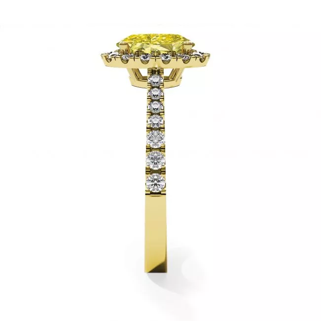 1.13 ct Oval Yellow Diamond Ring with Halo Yellow Gold - Photo 3