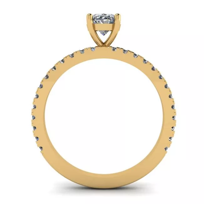 Oval Diamond Ring with Pave in Yellow Gold  - Photo 1