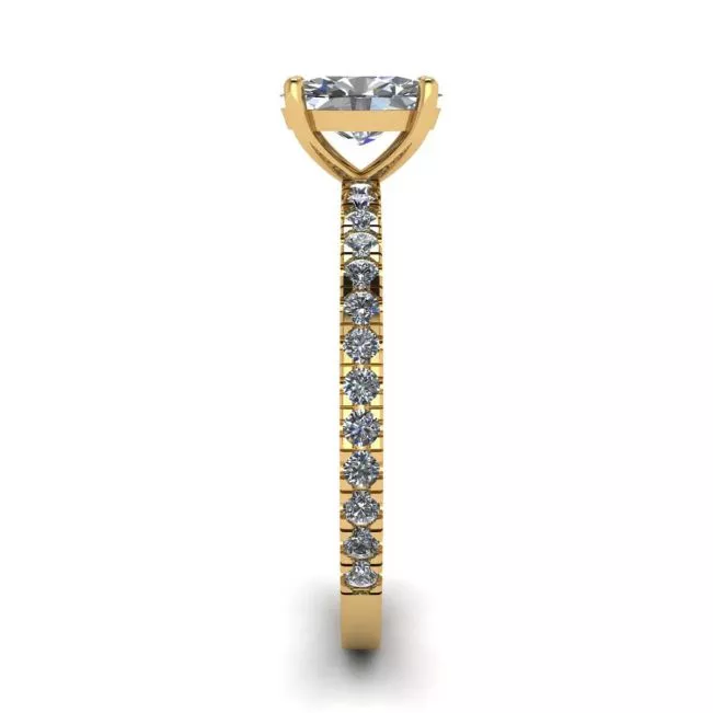 Oval Diamond Ring with Pave in Yellow Gold  - Photo 2