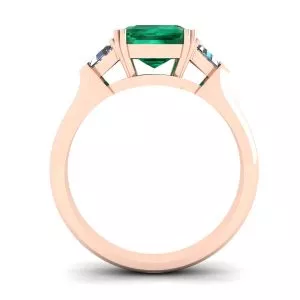 3 carat Emerald Ring with Triangle Side Diamonds Rose Gold - Photo 1