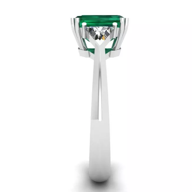 3.31 carat Emerald and Side Trillion Diamonds Ring - Photo 2