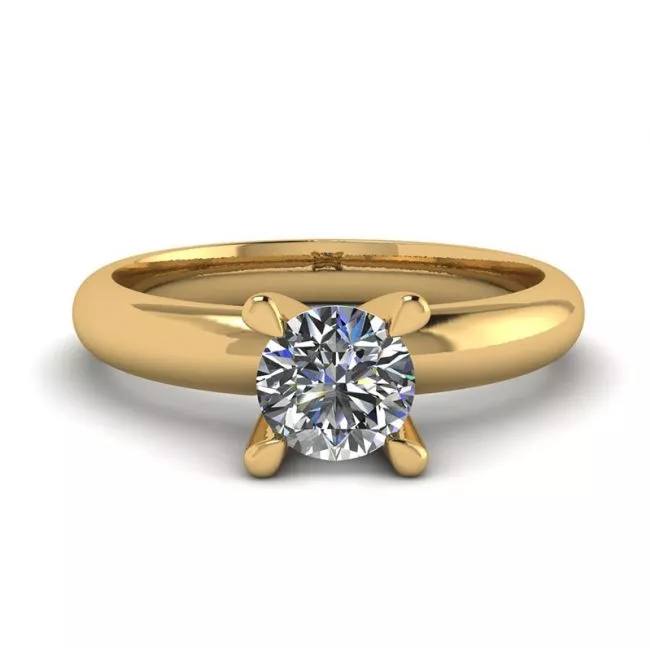 Solitaire Diamond Ring V-shape Yellow Gold