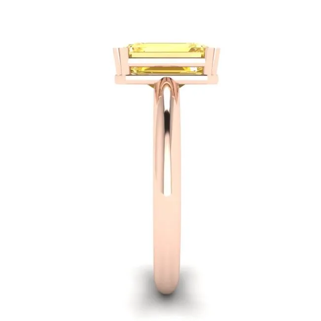 2 carat Emerald Cut Yellow Sapphire Ring Rose Gold - Photo 2
