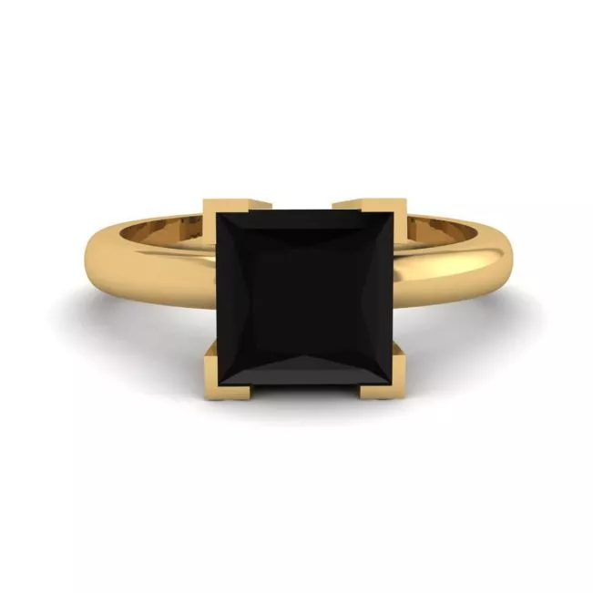 Black Diamond Ring Yellow Gold