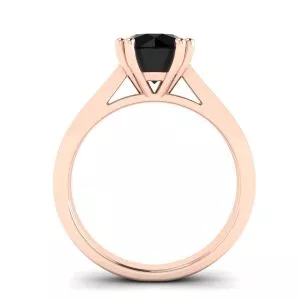 Round Black Diamond with Black Pave 18K Rose Gold Ring - Photo 1