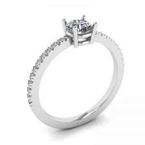 White Diamond Side Pave Ring 18K White Gold - Photo 3