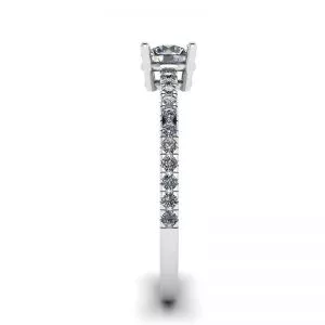 White Diamond Side Pave Ring 18K White Gold - Photo 2
