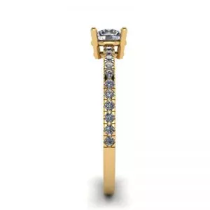 White Diamond Side Pave Ring 18K Yellow Gold - Photo 2