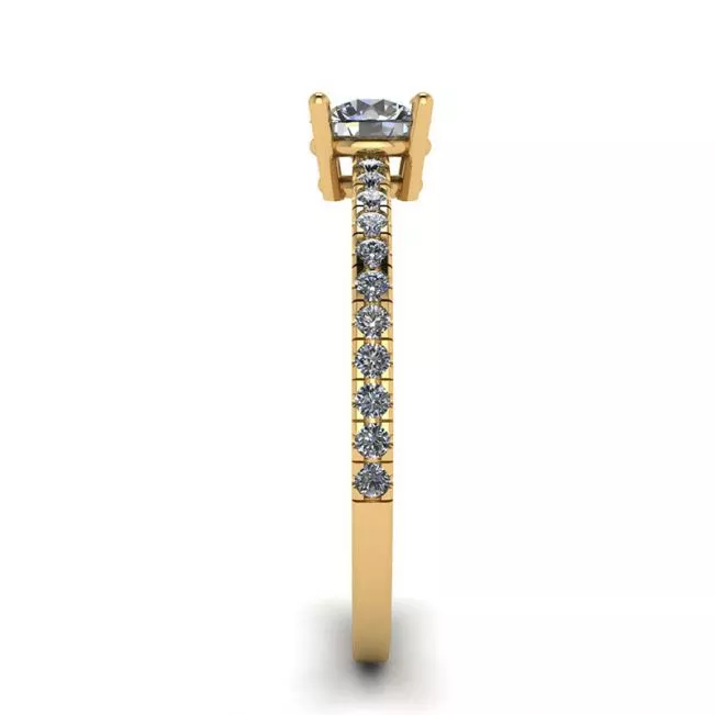 White Diamond Side Pave Ring 18K Yellow Gold - Photo 2