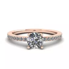 White Diamond Side Pave Ring 18K Rose Gold