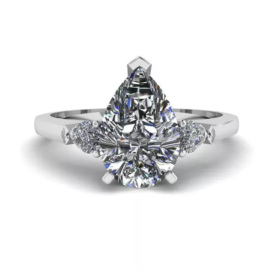 Three-Stone Pear Diamond Ring, Enlarge image 1
