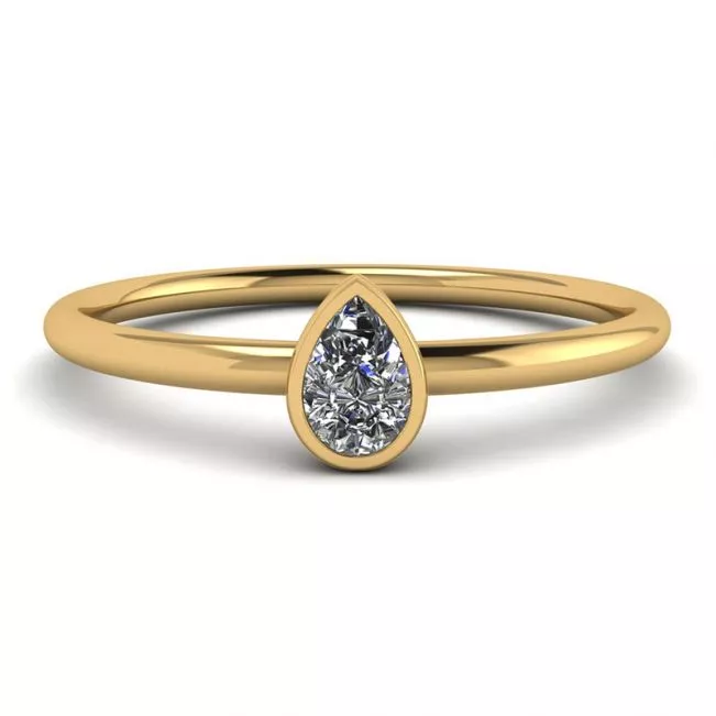 Pear Diamond Small Ring La Promesse Yellow Gold