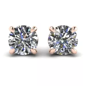 Perfect Round Diamond Studs Rose Gold