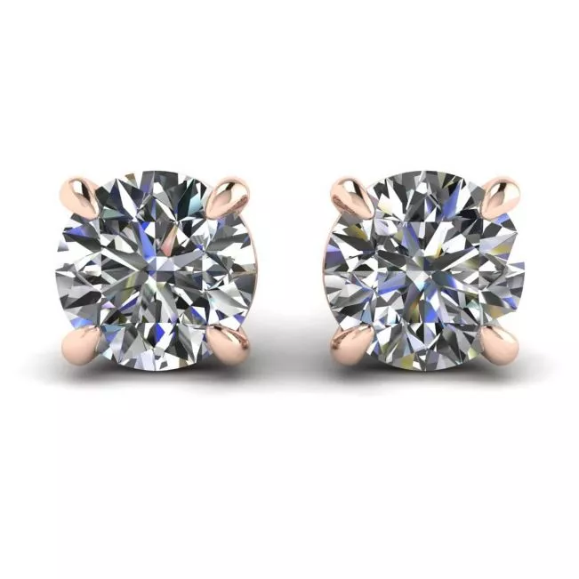 Perfect Round Diamond Studs Rose Gold