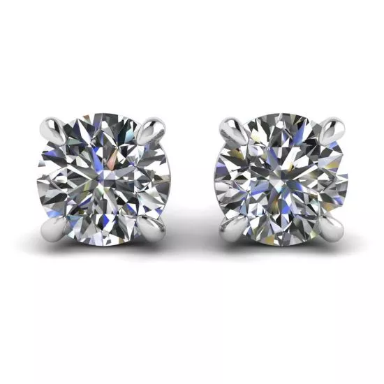 Perfect Round Diamond Studs White Gold, Enlarge image 1