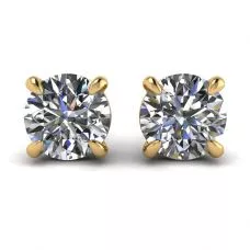 Perfect Round Diamond Studs Yellow Gold 
