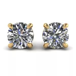 Perfect Round Diamond Studs Yellow Gold 