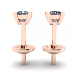 Princess-Cut Diamond Stud Earrings Rose Gold - Photo 1