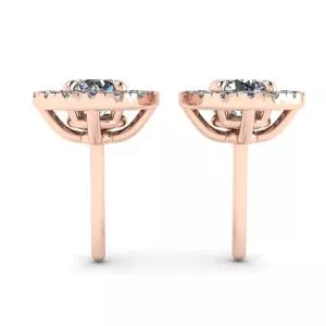 Round Diamond Halo Stud Earrings in 18K Rose Gold - Photo 1