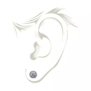 Round Diamond Halo Stud Earrings in 18K Yellow Gold - Photo 4