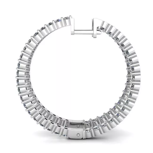 Thin Hoop Earrings with Diamonds - Photo 1