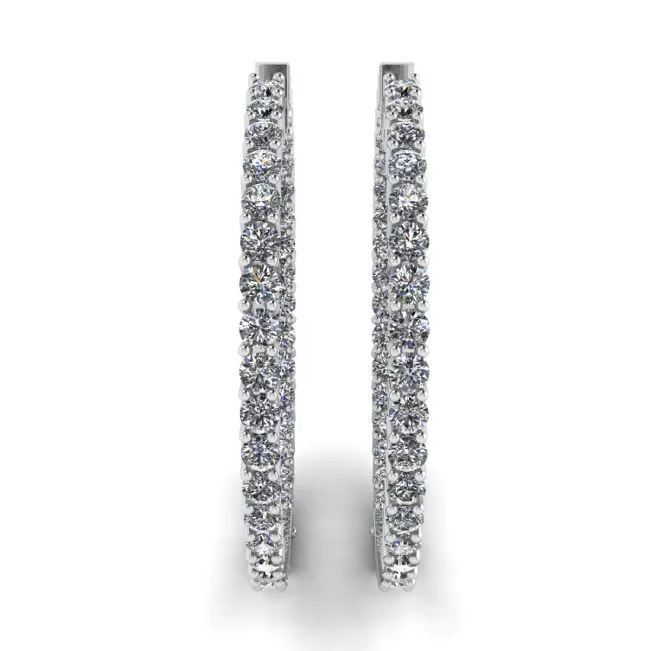 Thin Hoop Earrings with Diamonds - Photo 2
