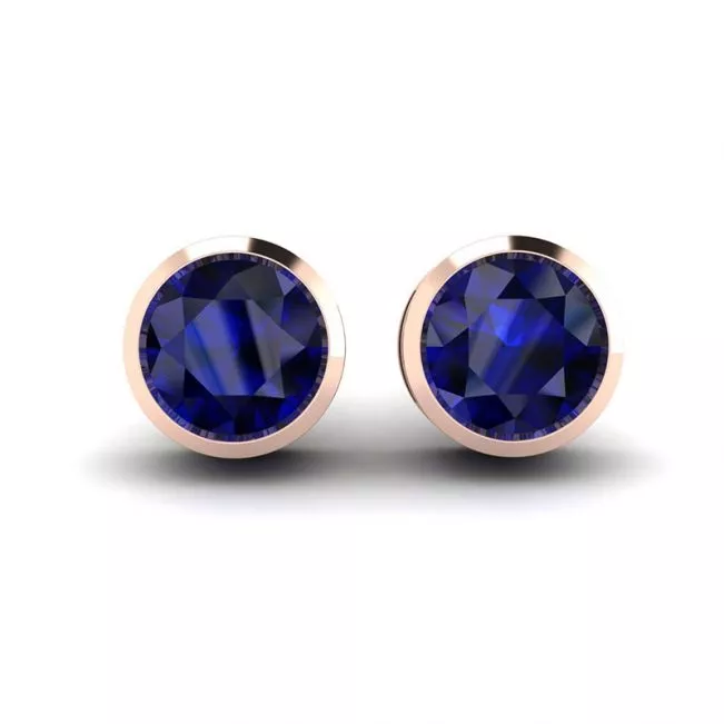 Sapphire Stud Earrings in Rose Gold