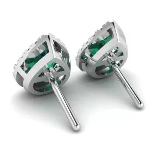 Pear-Shaped Emerald with Diamond Halo Earrings - Photo 2