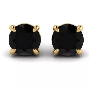 5 mm black diamond stud earrings Yellow Gold 