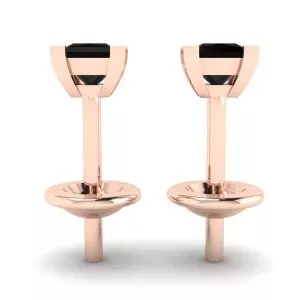 4 mm Princess Cut Black Diamond Stud Earrings Rose Gold - Photo 1