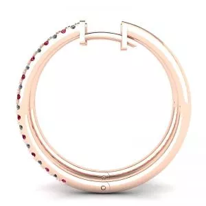 Rose Gold Hoop Earrings with Rubies and Diamonds - Photo 1