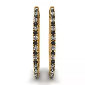 Hoop Black and White Diamond Earrings Yellow Gold - Photo 2