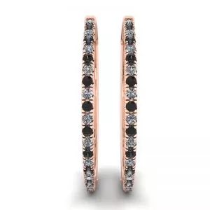 Hoop Black and White Diamond Earrings Rose Gold - Photo 2