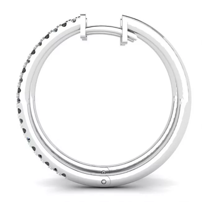 Hoop Black and White Diamond Earrings White Gold - Photo 1