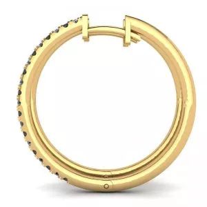 Hoop Black and White Diamond Earrings Yellow Gold - Photo 1