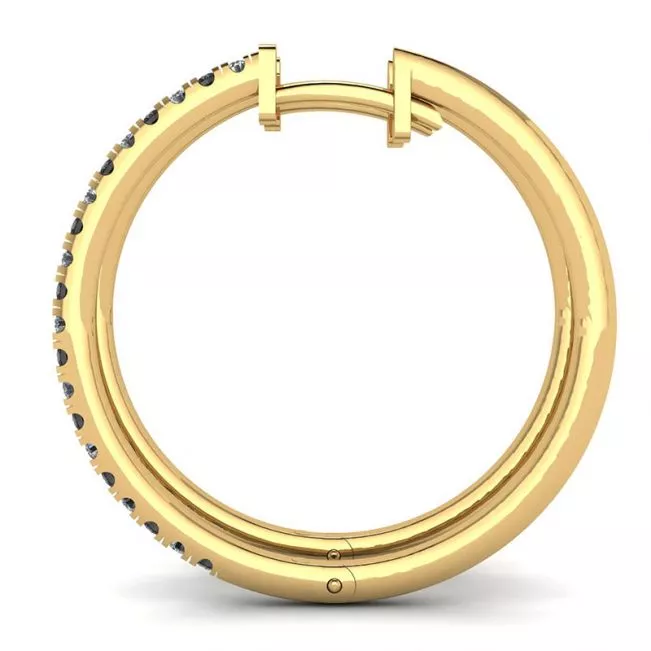Hoop Black and White Diamond Earrings Yellow Gold - Photo 1