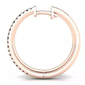 Hoop Black and White Diamond Earrings Rose Gold - Photo 1